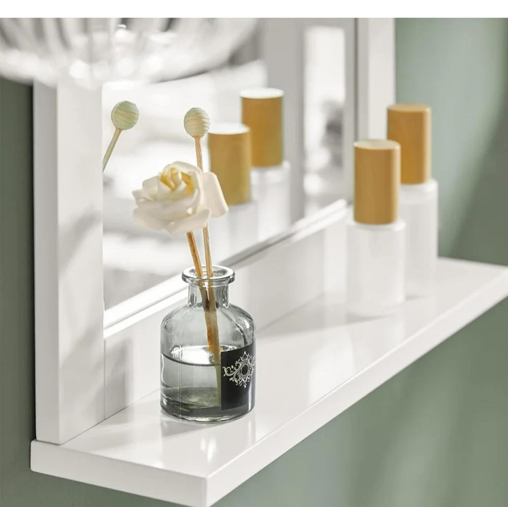Haotian White Wall Mounted BathroomMirror with Shelf